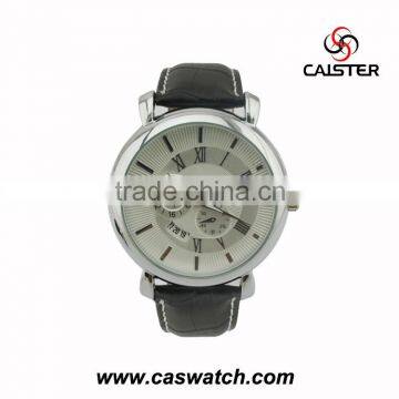 Fashionable watch with two eyes calendar wrist watch for men