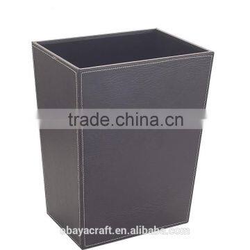 LUXURY LEATHER WOODEN TRASH BIN GARBAGE BIN FOR HOTEL