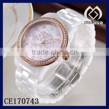 strong high tech ceramic watch MOP dial quartz movement*high tech ceramic watch for women