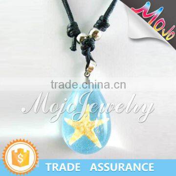 2015 Yiwu Market Popular Wax Cord Chain Amber Starfish Necklace for Sale