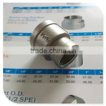 Stainless Steel Bell Reducer Coupling 3/4"x1/2" BSP Female Thread