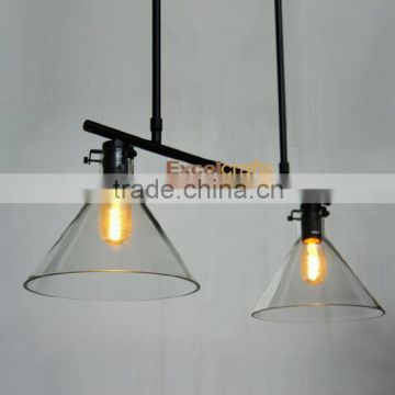 Elegantly Simple Asian Influences Sparkling Clear 2-Bulb Glass Chandelier