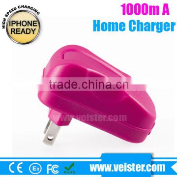 Wall charger for multi mobile phone 5V 1A usb travel charger with output 5v 1000ma