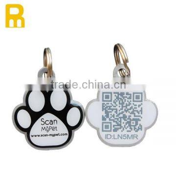 2015 Paw shaped offset printing qr pet tags for cats