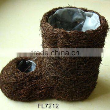 Rattan Animal Planter of Boot