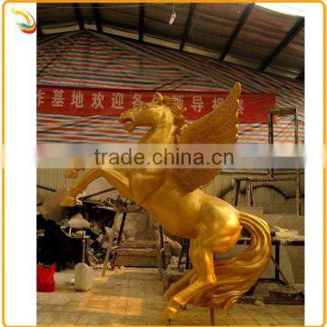 Golden Color Life Size Bronze Horse With Wings Sculpture Golden Horse Statue
