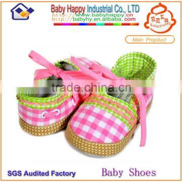 Organtic cotton pink plaid fashion baby girl leisure shoes