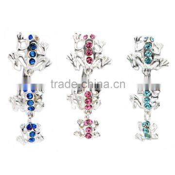 Stainless Steel Gemmed Frog Belly Navel Ring