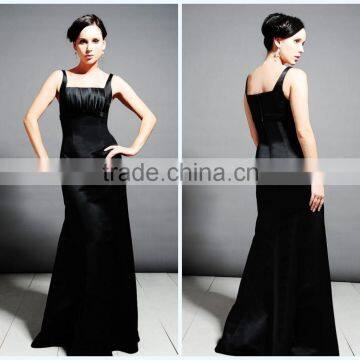 Square Neckline Full Length Black Bridesmaid Dresses 2015 HA-187