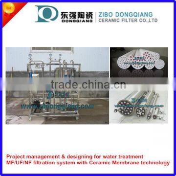 crossflow filtration with UF ceramic membrane filter elements for industrial sludge filtration
