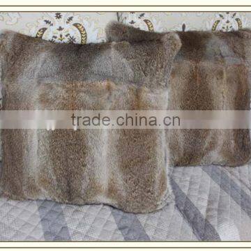 Wholesale cheap price natural brown rabbit fur throw pillow real fur pillow case