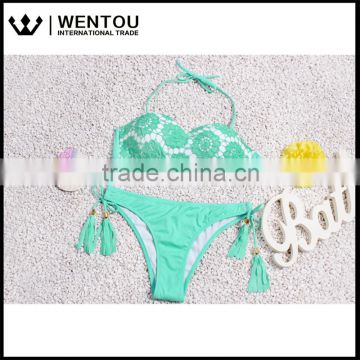 New Arrival Women Sexy Lace Tassel Spa Bikini Swimsuit