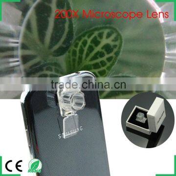Portable Stick-on 200x Zoom Microscope for Iphone 6 Plus 5c 5s 4s Samsung Galaxy s6 s4 s5 Note4 Htc One m8 m9 photo-3
