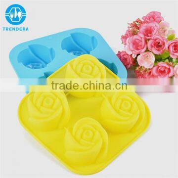 4 pcs set silicone rose shaped cake mold