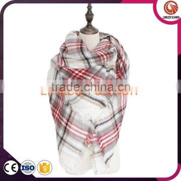 OEM Custom Printed Plaid Cotton Scarf