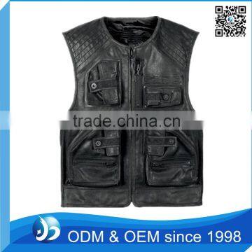 Customized Leather Motocycle Vest With No Patch Biker Vest