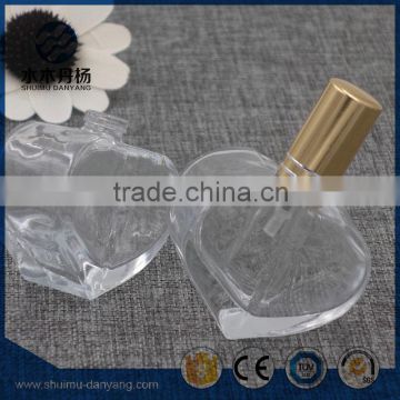 Unique 20ml heart shaped clear perfume glass bottle