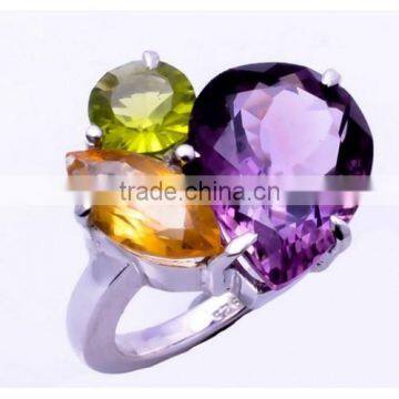 The Gopali Jewellers Citrine Peridot Amethyst garnetone Sterling Silver rings wholesale jewelry