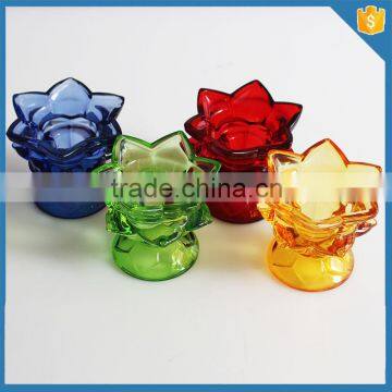 colorful glass lotus flower candle holder wholesale