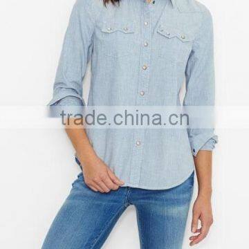 high quality women denim shirt