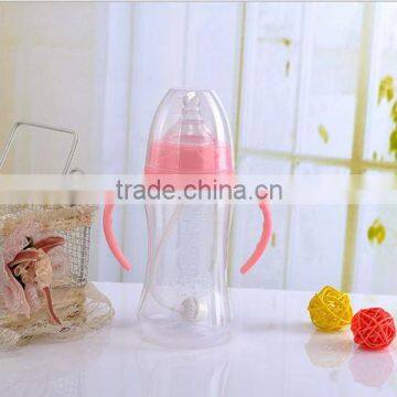 270ml Wide Mouth PP Baby Feeding Bottles With Handle With Straw photo-2