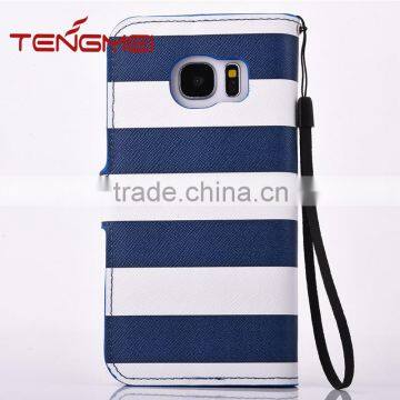 New Navy Design Case for Samsung Galaxy s7 Stripe Leather for Samsung Galaxy s7 Case