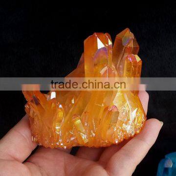 Wholesale Natural Angle Aura Quartz Healing Crystal Titanium Golden Cluster