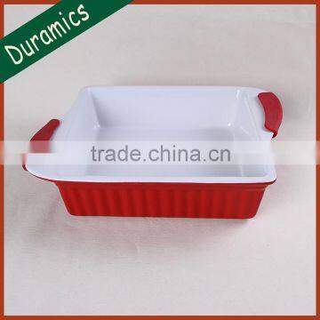 Porcelain bakeware and baking dishes with silicon handle