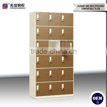Fashionable 18 Door Brown Steel Clothing Locker Thin Edge Design Wardrobe Steel Gym Storage Locker photo-3