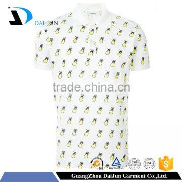 Daijun oem 100% cotton white short sleeves polo neck with 200g custom fruit pattern men design your own polo shirt