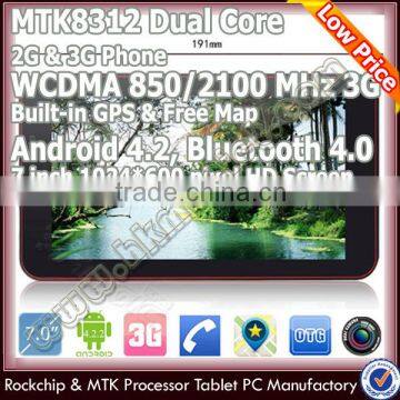 7 inch mediatek tablet pc dual core dual sim gps gsm