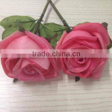 PU red diamond rose flower ,artificial rose head for sale