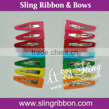 Solid Color Ribbon Covered Snap Clips Hair Clip