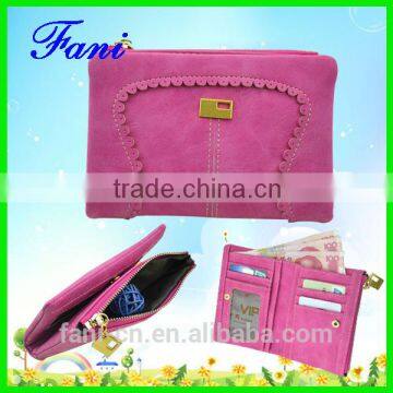 Luxury style and laciness design matt PU leather women wallets for wholesale