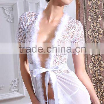 Embroidery long lingerie women sexy bridal nighty