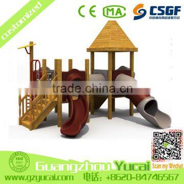 modern amusement park kids wooden outdoor playground equipment slides