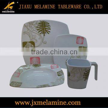 16pcs melamine square dinner set