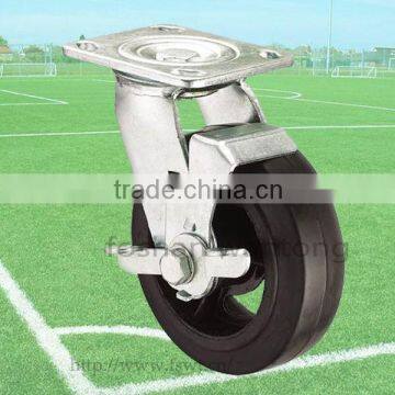 Black Rubber Industrial 6 Inch Heavy Duty Locking Caster Wheels For Trolley