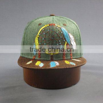 Customer High Quality 6- Panel Linen Snapback Hat With Flat Embroidered Patch photo-3