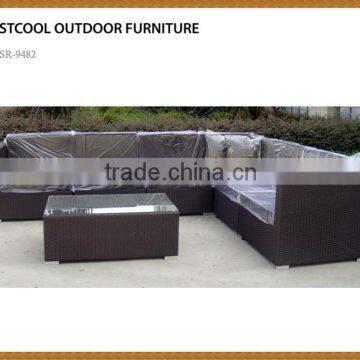 Elegant Rattan Corner Sofa Brown