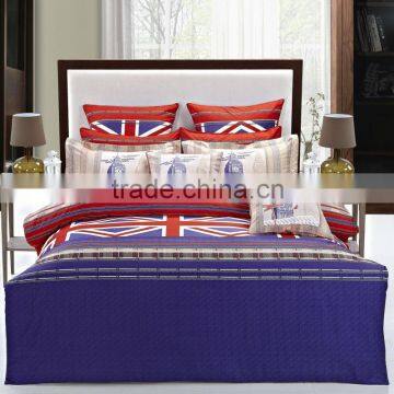 2014 hot 100% combed cotton reavtive rotary printing duvet cover bed sheet pillow/cushion united kingdom flag 3d bedding set