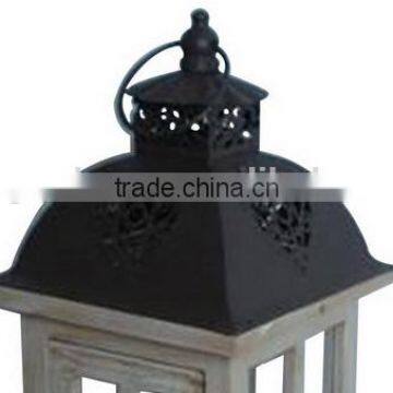 Classic Wooden Candleholder Iron Lanterns Indoor Stand photo-4