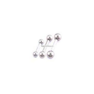 Stainless steel internally threaded tongue barbell body jewelry