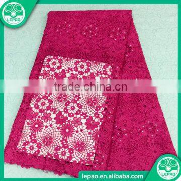 100% Polyester Teal Nigerian Cord Lace Wholesale Stock Fabric, Embroidered High Quality Cupion Lace Fabric for Women photo-6
