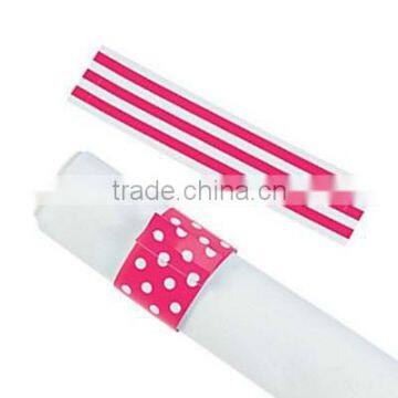 Hot Pink Stripes & Polka Dots Reversible Napkin Rings Wedding Decoration Bridal Shower Party Favor