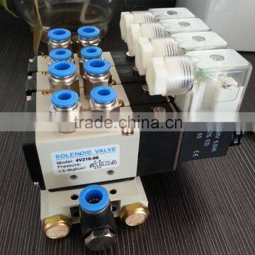 Best price 4v series 3 position 5 way 4v210 solenoid valve group air valve bank