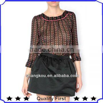 summer fashion women long sleeve tops chiffon top lastest designer tops SHK 105
