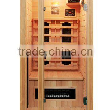 Soozier Wooden Indoor 2 Person Square Heat Room Infrared Sauna w/ Ceramic Heater