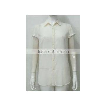 Pretty Steps IVORY short sleeve 2015 new design chiffon ladies blouse