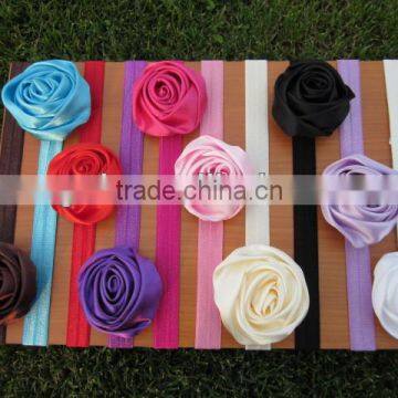 2" Satin Rose Flowers Headband Soft Baby Headbands for Hair Accessoires